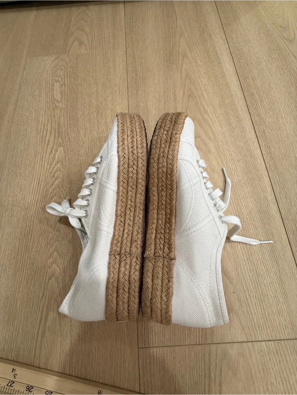 Superga White Canvas Espadrille Platform Sneakers Women’s 9 EU 40